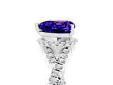White gold Heart Cut Tanzanite Halo Twist Band Solitaire Prong Setting Ring_5