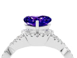 White gold Heart Cut Tanzanite  Halo Twist Band Solitaire Prong Setting Ring_58
