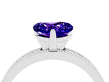 White gold Heart Cut Tanzanite Milgrain Pavé Engagement Ring with Four-Prong Setting_16