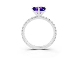 White gold Heart Cut Tanzanite Pavé Solitaire Ring with Round Band and Prong Setting_39