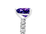 White gold Heart Cut Tanzanite Pavé Solitaire Ring with Round Band and Prong Setting_41