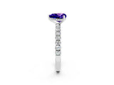 White gold Heart Cut Tanzanite Pave Band Solitaire Ring with Four-Prong Setting_26