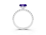 White gold Heart Cut Tanzanite Pave Band Solitaire Ring with Four-Prong Setting_27