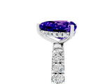 White gold Heart Cut Tanzanite Pave Band Solitaire Ring with Four-Prong Setting_29