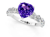 White gold Heart Cut Tanzanite Prong Setting with Side Stones on a Pave Band_1