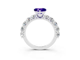 White gold Heart Cut Tanzanite Prong Setting with Side Stones on a Pave Band_3