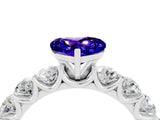 White gold Heart Cut Tanzanite Prong Setting with Side Stones on a Pave Band_4