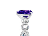White gold Heart Cut Tanzanite Prong Setting with Side Stones on a Pave Band_5