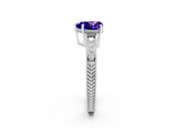 White gold Heart Cut Tanzanite Ring with Milgrain Pavé Band and Four-Prong Setting_14