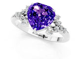 White gold Heart Cut Tanzanite Ring with Side Stones and Four-Prong Setting_37