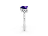 White gold Heart Cut Tanzanite Ring with Side Stones and Four-Prong Setting_38