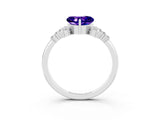 White gold Heart Cut Tanzanite Ring with Side Stones and Four-Prong Setting_39