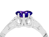 White gold Heart Cut Tanzanite Solitaire Celtic Knot Ring with Four-Prong Setting_16