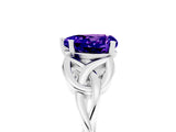 White gold Heart Cut Tanzanite Solitaire Celtic Knot Ring with Four-Prong Setting_17