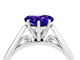 White gold Heart Cut Tanzanite Solitaire Engagement Ring with Cathedral Setting and Four-Prong Mount_100