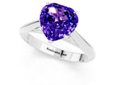 White gold Heart Cut Tanzanite Solitaire Engagement Ring with Cathedral Setting and Four-Prong Mount_97