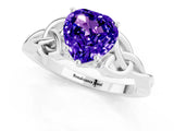 White gold Heart Cut Tanzanite Solitaire Engagement Ring with Celtic Knot Band and Four-Prong Setting_1