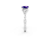 White gold Heart Cut Tanzanite Solitaire Engagement Ring with Celtic Knot Band and Four-Prong Setting_2
