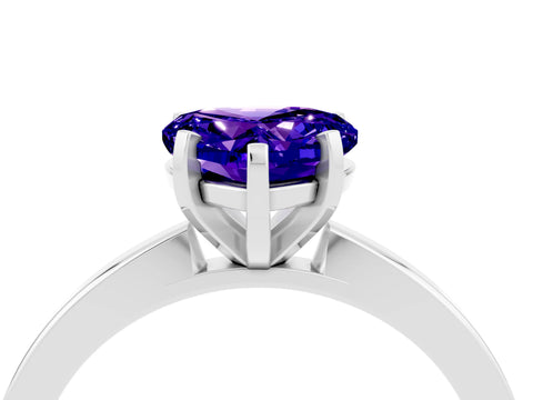 White gold Heart Cut Tanzanite Solitaire Engagement Ring with Classic Band and Four-Prong Setting_28