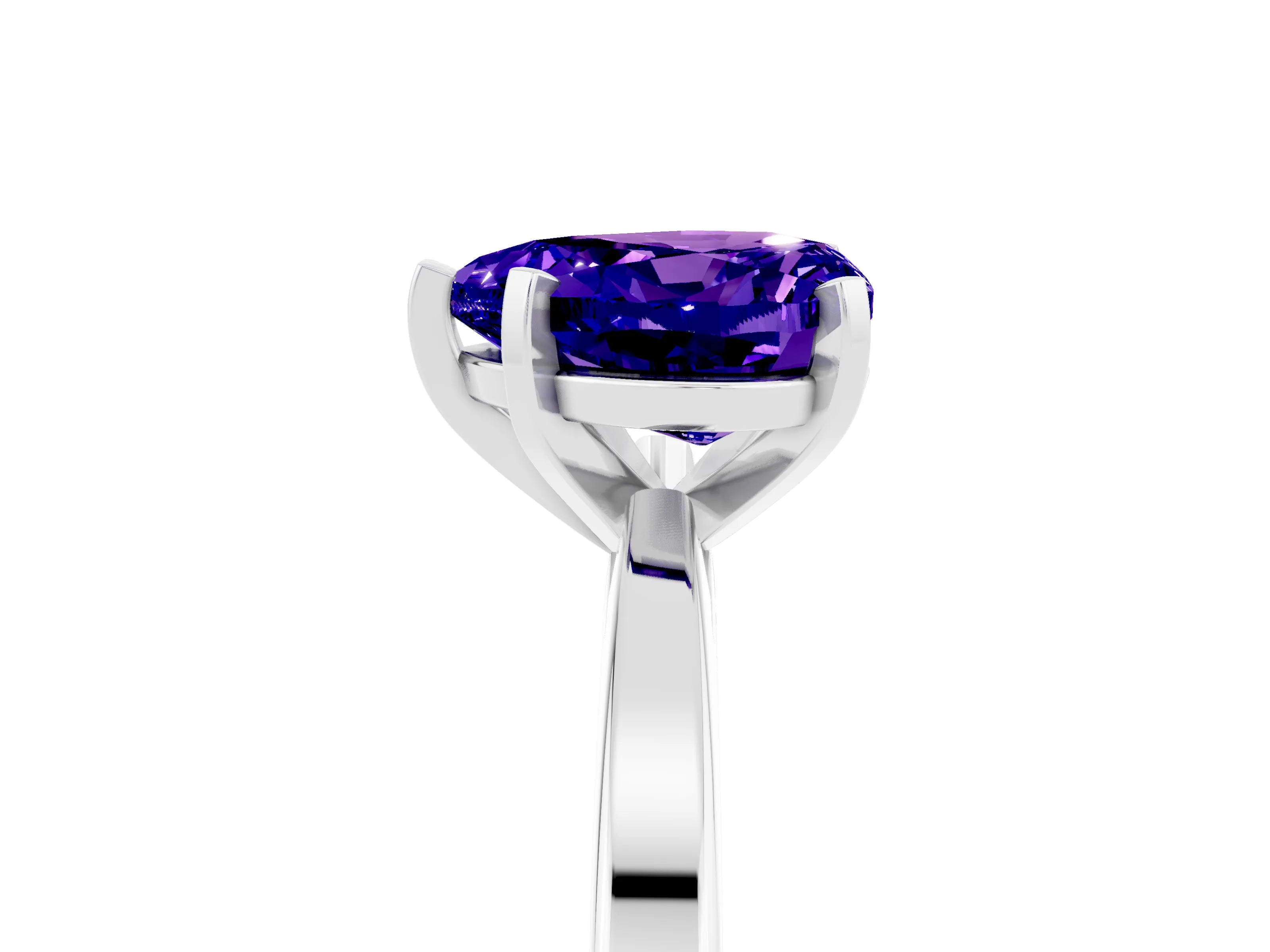 White gold Heart Cut Tanzanite Solitaire Engagement Ring with Classic Band and Four-Prong Setting_29
