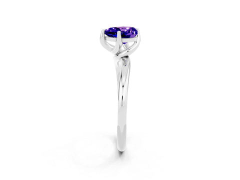 White gold Heart Cut Tanzanite Solitaire Engagement Ring with Four-Prong Setting and Classic Band_14