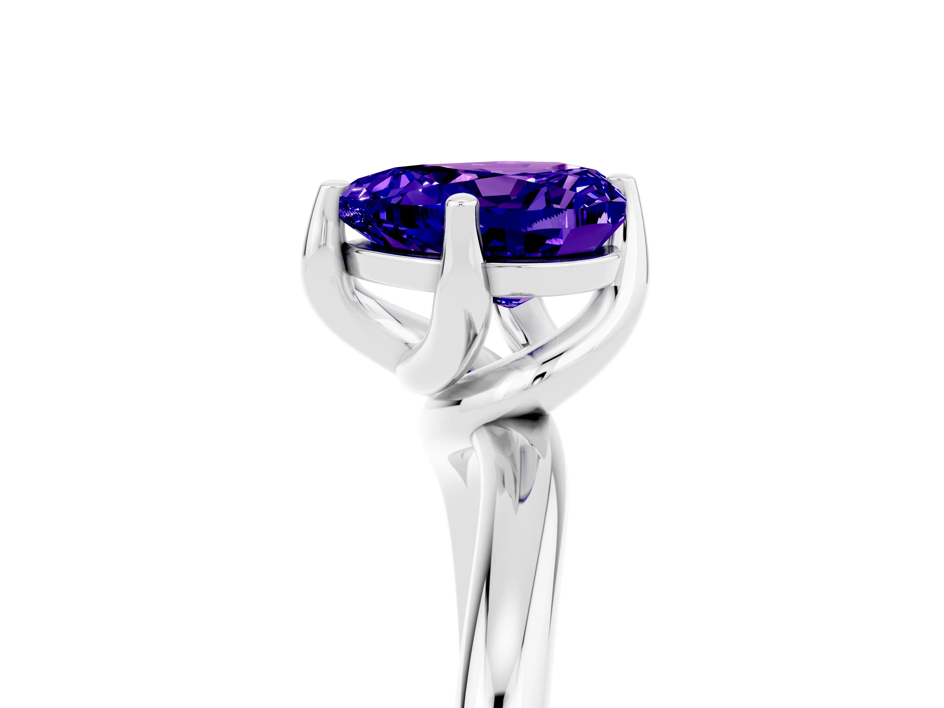 White gold Heart Cut Tanzanite Solitaire Engagement Ring with Four-Prong Setting and Classic Band_17