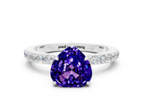 White gold Heart Cut Tanzanite Solitaire Engagement Ring with Pavé Band and Four-Prong Setting
