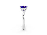 White gold Heart Cut Tanzanite Solitaire Engagement Ring with Round Band and Four-Prong Setting_2