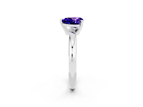 White gold Heart Cut Tanzanite Solitaire Engagement Ring with Round Band and Four-Prong Setting_2