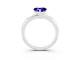 White gold Heart Cut Tanzanite Solitaire Engagement Ring with Round Band and Four-Prong Setting_3