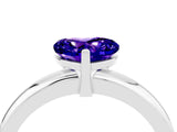 White gold Heart Cut Tanzanite Solitaire Engagement Ring with Round Band and Four-Prong Setting_4