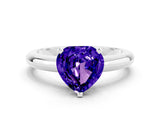 White gold Heart Cut Tanzanite Solitaire Engagement Ring with Round Band and Four-Prong Setting