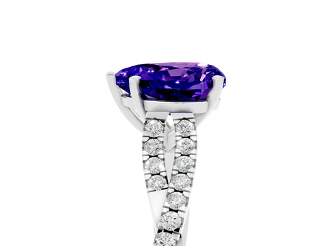 White gold Heart Cut Tanzanite Solitaire Engagement Ring with Twisted Pavé Band and Four-Prong Setting_17