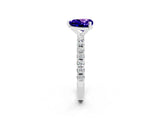 White gold Heart Cut Tanzanite Solitaire Pavé Band with Four-Prong Setting_2