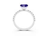 White gold Heart Cut Tanzanite Solitaire Pavé Band with Four-Prong Setting_3
