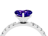 White gold Heart Cut Tanzanite Solitaire Pavé Band with Four-Prong Setting_4