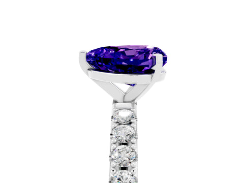White gold Heart Cut Tanzanite Solitaire Pavé Band with Four-Prong Setting_5