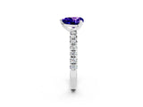 White gold Heart Cut Tanzanite Solitaire Pavé Engagement Ring with Round Band and Prong Setting_14