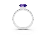 White gold Heart Cut Tanzanite Solitaire Pavé Engagement Ring with Round Band and Prong Setting_15
