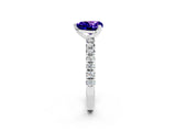 White gold Heart Cut Tanzanite Solitaire Pavé Engagement Ring with Round Band and Prong Setting_74