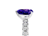 White gold Heart Cut Tanzanite Solitaire Pavé Engagement Ring with Round Band and Prong Setting_77
