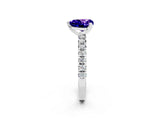 White gold Heart Cut Tanzanite Solitaire Pavé Engagement Ring with Round Band and Prong Setting_86