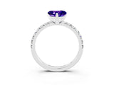 White gold Heart Cut Tanzanite Solitaire Pavé Engagement Ring with Round Band and Prong Setting_87