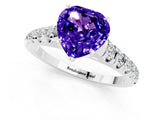 White gold Heart Cut Tanzanite Solitaire Ring with Cathedral Setting and Pavé Band_1
