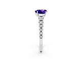 White gold Heart Cut Tanzanite Solitaire Ring with Cathedral Setting and Pavé Band_2
