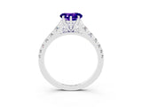 White gold Heart Cut Tanzanite Solitaire Ring with Cathedral Setting and Pavé Band_3