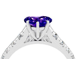 White gold Heart Cut Tanzanite Solitaire Ring with Cathedral Setting and Pavé Band_4