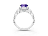 White gold Heart Cut Tanzanite Solitaire Ring with Filigree Band and Four-Prong Setting_27