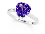 White gold Heart Cut Tanzanite Solitaire Ring with Flower Prong Setting and Classic Band_112