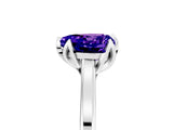White gold Heart Cut Tanzanite Solitaire Ring with Flower Prong Setting and Classic Band_116